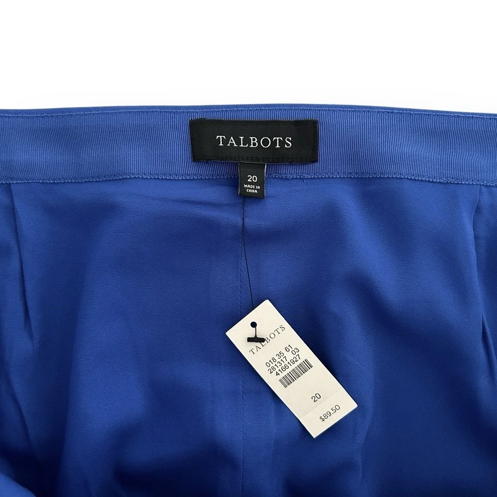 Talbots Women Size 20 Blue Gold Zipper Closure Straight Pencil Cotton Skirt NWT